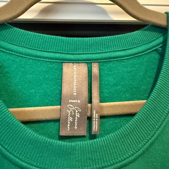 Anthropologie Green Crewneck Sweatshirt Leo Gift NWT Large - Picture 4 of 7